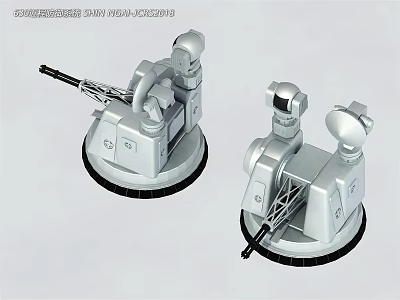 Modern Naval Shipborne Weapon System Model With Turret Radar And Base Number 53 3d model