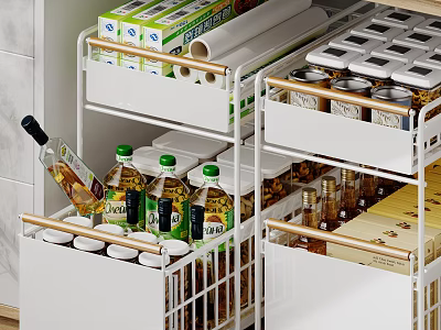 Kitchen Cabinet Efficient Storage With Organized Items 3d model
