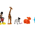 Assorted Stuffed Animal Toys Including Mickey Mouse Giraffe Cow Orange Hippo And Blue Star