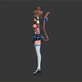 Cute Cat Ear Girl Character With Pink Outfit Black Skirt And White Stockings