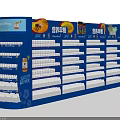 Blue Multi Tiered Retail Display Shelf with Nutritional Breakfast Products 3d model