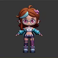 Cute Game And Movie Character Featuring Red Orange Hair Pink Bow Big Round Glasses