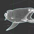 Ancient Prehistoric Aquatic Creature With Open Mouth And Sharp Teeth