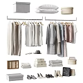 Neutral Colored Clothes In Tidy Wardrobe With Storage Items