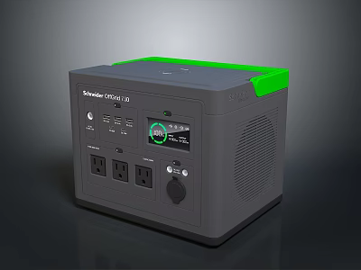 Shinco Portable Power Station With Digital Display Gray Green Top And Power Outlets 3d model