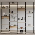 Modern Bookcase With Black Metal Frame Wooden Shelves Books And Decorative Items