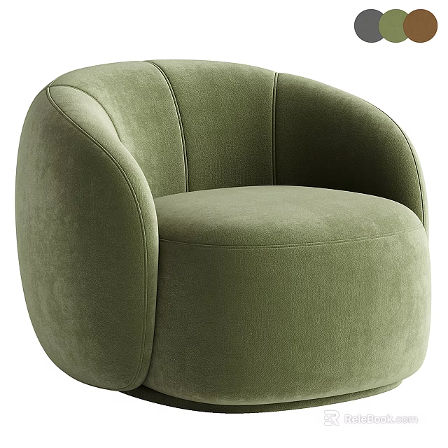 Modern Green Velvet Single Sofa Featuring Round Curved Design And Comfortable Seat 3d model 
