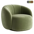Modern Green Velvet Single Sofa Featuring Round Curved Design And Comfortable Seat