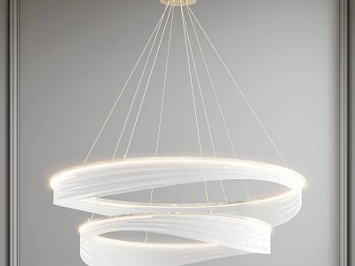 Modern Double Layered White Circular Chandelier With Soft Lighting For Interior Decor 3d model