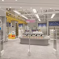 Bright Mall Store With Neatly Arranged Shelves And Various Food Products