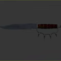 Tactical Combat Knife with Serrated Sharp Blade Red Wrapped Handle and Spikes at Handle End