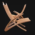 Wooden Lounge Chair With Modern Woven Seat And Curved Frame Design