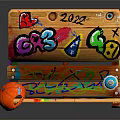Wooden Children's Desk With Colorful Doodles Numbers Letters And Schoolbag