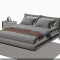 Modern Double Bed With Light Colored Sheets Brown Blanket And Bedside Tables With Green Plants