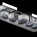 Modern Monitoring Room Data Center 3d model