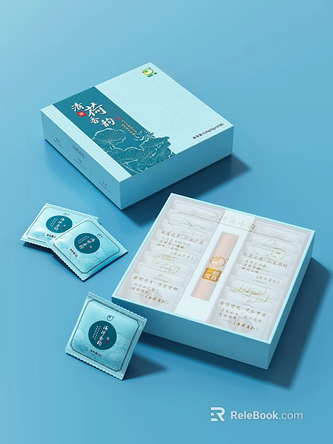 Light Blue Daily Essentials Gift Box With Individual Sachets And Skincare Product Set 3d model 
