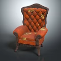 Vintage Orange Diamond Tufted Single Sofa With Wooden Frame And Classic Design