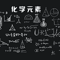 Educational Chemical Elements Wall Decor With Scientific Formulas Charts And Lab Equipment