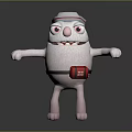 White Furry Cartoon Character Creature With Red Hat Red Box Belt And Outstretched Arms