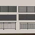 Various Modern Fence Designs With Horizontal Vertical Slats And Railing Styles 3d model