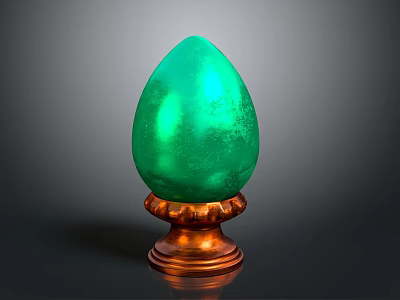 Decorative Green Egg Shaped Furniture Ornament With Copper Base Stand 3d model
