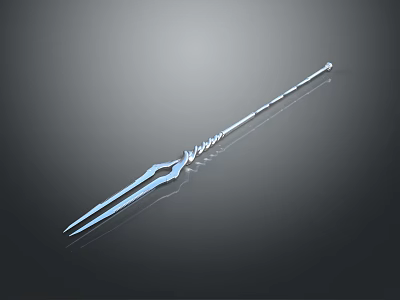 Decorative Metal Garden Ornament With Silver Spiral Design And Trident Prongs 3d model