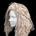 Realistic Human Head Model With Natural Blonde Curly Hair Texture