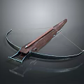 Detailed Wooden Crossbow With Metal Frame Taut Bowstring And Arrow Groove Design
