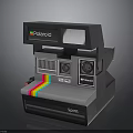 Polaroid Spirit Instant Camera With Vintage Gray Body And Rainbow Stripe Accent