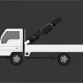 Isuzu White Flatbed Truck With Mechanical Loading Equipment On Platform 3d model