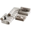 Modern Modular Fabric Sofa Set With Sectional Ottoman And Decorative Cushions 3d model