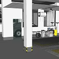 4S Car Dealership Showroom With Black SUV Parked On Marked Floor And Ceiling Lights