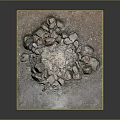 Natural Stone Circle Design With Wooden Square Platform Base And Rough Stones