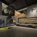 Modern Restaurant Interior Design With Natural Stone Decor Greenery And Art Lighting