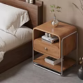Modern Wooden Bedside Table with Drawer Vase Books and Minimalist Design