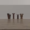 Four Wooden Podiums With Microphones Against White Wall And Wooden Floor