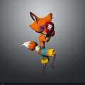 3D Cartoon Fox Character With Orange Fur Red Boxing Gloves Colorful Shorts Standing Pose