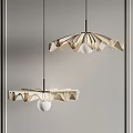 Modern Origami Design Chandelier With Pleated Beige Shade And Spherical Light Bulb