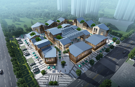 New Chinese Commercial Street Commercial Multi-storey 3d model