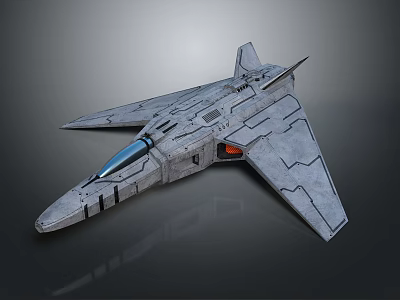 Futuristic Sci Fi Aircraft 3D Model With Gray Exterior And Transparent Cockpit 3d model