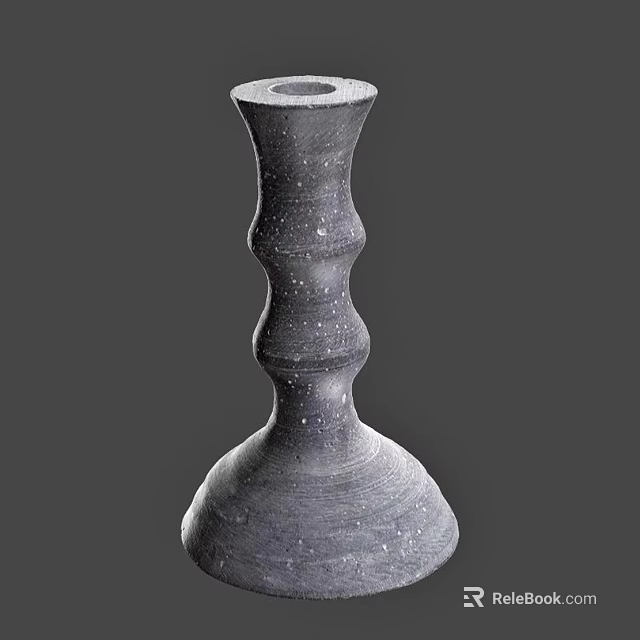 Handcrafted Gray Ceramic Vase With Textured Surface And Elegant Curved Design 3d model 
