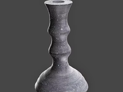 Handcrafted Gray Ceramic Vase With Textured Surface And Elegant Curved Design 3d model