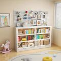 White Kids Bookshelf With Colorful Books Storage Boxes And Wall Pegboard Decorations