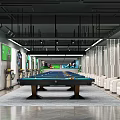 Modern Industrial Style Billiard Room Interior With Pool Tables And Sofas 3d model