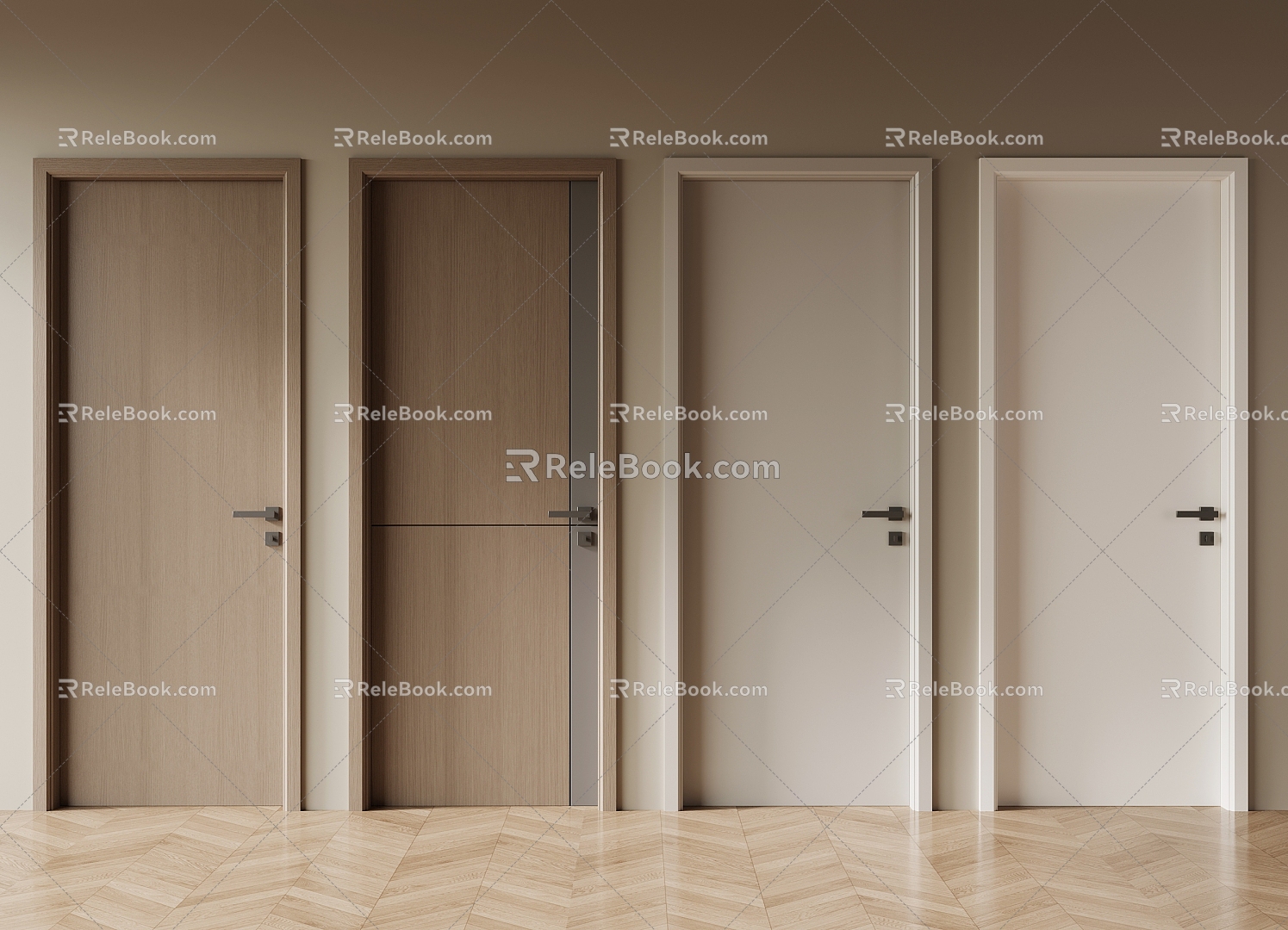 Single door room door bedroom door handle door wooden door 3d model