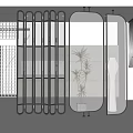 Modern Room Divider Screens With Metal Frame And Patterned Glass Panels