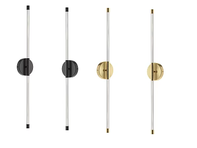 Modern Minimalist Wall Lamps With Slim Rod Design Black And Gold Metal Finish 3d model