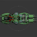 Green Mechanical Creature With Sci Fi Design Circular Components And Weapon Like Appendages 3d model