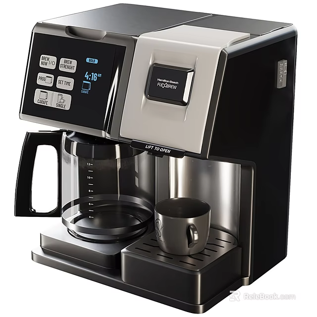 Modern Automatic Coffee Maker With Digital Display Glass Carafe And Stainless Steel Design 3d model 