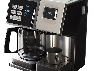 Modern Automatic Coffee Maker With Digital Display Glass Carafe And Stainless Steel Design 3d model